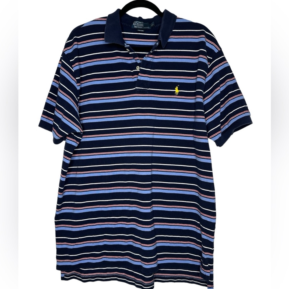 POLO by Ralph Lauren Shirt Mens XL Blue Stripes Short Sleeve Pony Casual